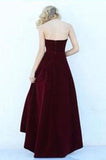 Modest High Low Burgundy Prom Gowns Wine Red Prom Dresses JS142