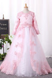 Ball Gown Scoop Flower Girl Dresses Tulle With Applique