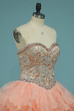 Quinceanera Dresses Sweetheart Ball Gown With Beads And Jacket Court Train