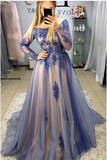 A-Line Long Sleeves Sweep Train Prom Dresses With SJSPB3SD2T7