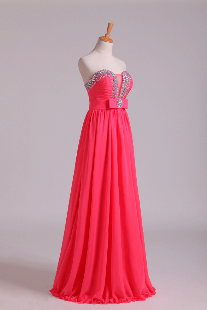 Prom Dresses Sweetheart A Line Chiffon With Ruffles Floor Length
