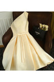 New Arrival One Shoulder A Line Cocktail Dresses With Sash Satin