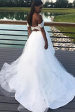 Off The Shoulder Keyhole Back Wedding Gown With Lace Top