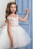 Asymmetrical Scoop With Applique Flower Girl Dresses A Line Tulle