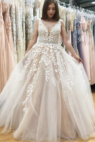 Hot Sale V Neckline Tulle Wedding Dress Party Gown