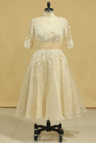 Wedding Dresses A Line V Neck Half Sleeves Plus Size With Applique & Beads Organza
