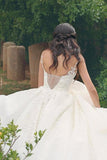 A Line Straps Wedding Dresses Tulle With Applique Lace Up Back