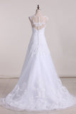 Scoop A Line Wedding Dresses Tulle With Applique And Sash