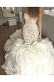 Mermaid Wedding Dresses Tulle With Applique And Ruffles Cathedral SJSP8QYNDRM