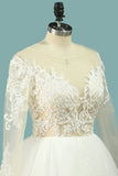 Wedding Dresses Scoop Long Sleeves Tulle With Applique Court Train
