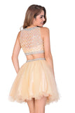 A-Line Homecoming Dresses Short/Mini Scoop Beaded Bodice Tulle