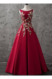 A-Line Bateau Floor-Length Sleeveless Satin Prom Dress/Evening Dress SJSPJQ7ECFK