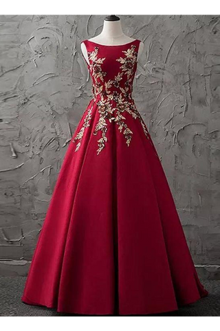 A-Line Bateau Floor-Length Sleeveless Satin Prom Dress/Evening Dress SJSPJQ7ECFK