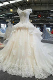 Luxury Wedding Dresses A-Line Long Train Off The Shoulder Tulle