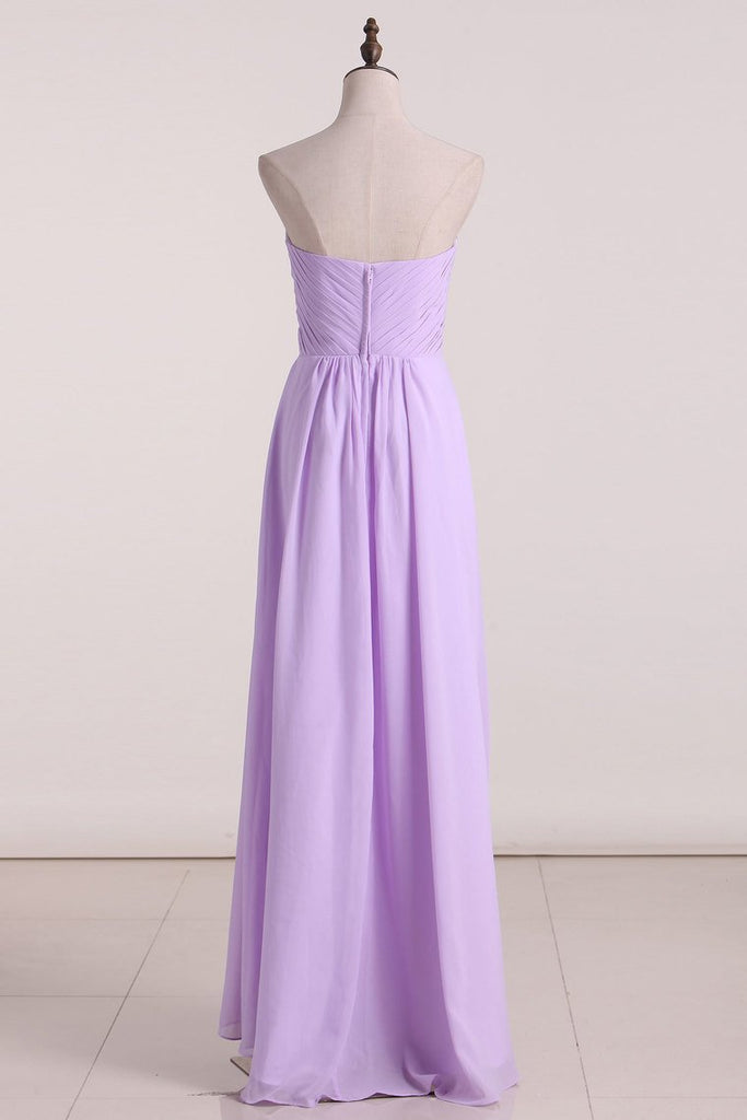 A Line Bridesmaid Dresses Sweetheart Asymmetrical Chiffon With Beads