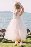 Cap Sleeves Lace Top Tulle Skirt Flower Girl Dresses, Beach Cute Little Girl Dresses SJS15567