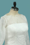 Bateau Mermaid 3/4 Length Sleeves Satin Wedding Dresses Court Train Detachable