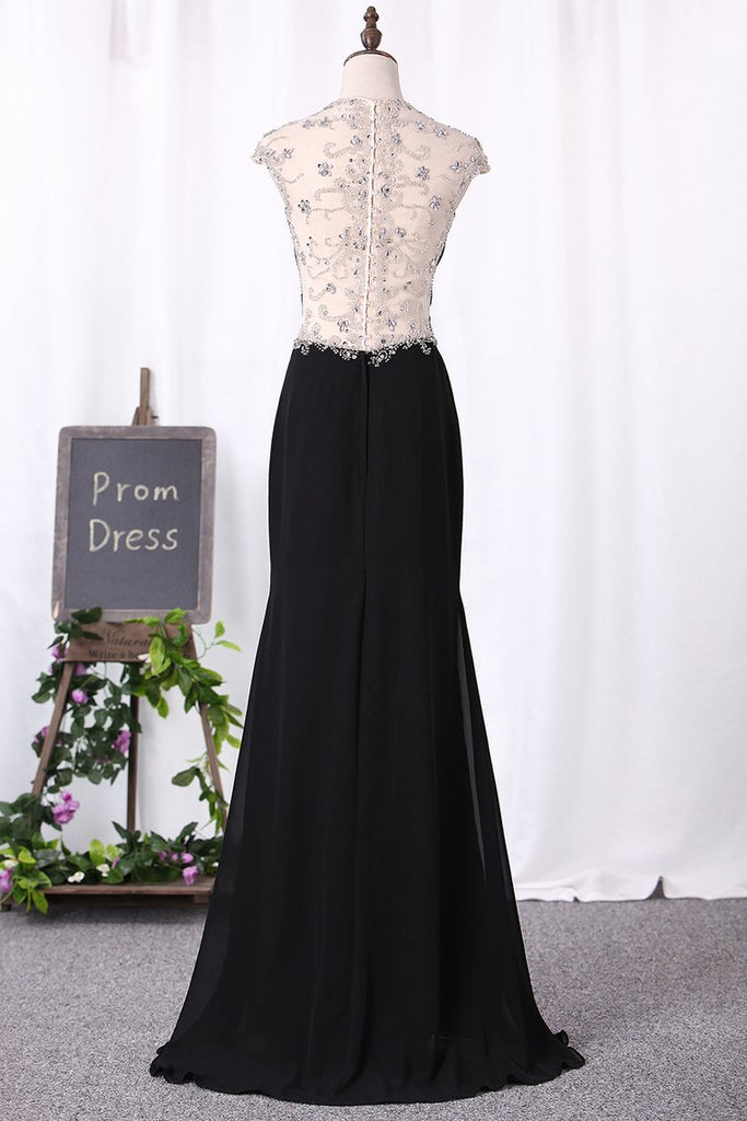 Mermaid Prom Dresses Chiffon Off The Shoulder With Beading