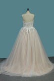 A Line Sweetheart Tulle With Applique Court Train Wedding Dresses