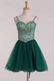 New Arrival Spaghetti Straps With Beading Tulle Short/Mini Homecoming Dresses