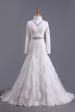 Muslim Wedding Dresses Mermaid High Neck Tulle With Applique Court Train