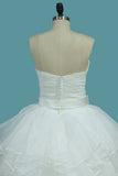 Organza A Line Sweetheart Bridal Dresses With Covered Button Court Train