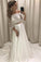 A-line Princess Lace Bodice 3/4 Sleeves Two Pieces Satin Simple Wedding Dresses JS728