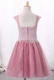 Straps Flower Girl Dresses A Line Tulle With Pearls