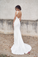 Unique V Neck Ivory Mermaid Wedding Dress Long Bridal Dress
