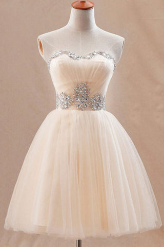 Homecoming Dresses A Line Sweetheart Tulle With Beading Short/Mini