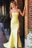Strapless Split Long Party Dress Sexy Simple Mermaid Prom SJSPGY55N67