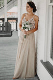Gorgeous V Neck Long Prom Dress Tulle Beads