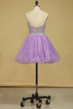 A Line Sweetheart Homecoming Dresses Tulle With Rhinestone Short/Mini