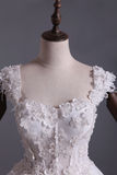 Wedding Dresses Off Shoulder With Handmade Flowers And Chapel Train