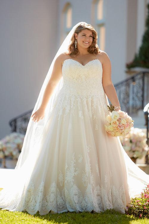 Buy A Line Sweet Heart Neckline Wedding Dresses Plus Size Ivory Lace ...