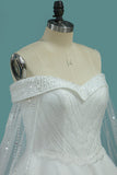 New Arrival Bling Wedding Dresses Off The Shoulder A Line Tulle Lace Up