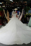 Off The Shoulder Wedding Dresses A Line With Beading And Applique Lace Up Back