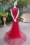 New Arrival Burgundy/Maroon Prom Dresses A-Line Zipper Up Scoop With Beadings