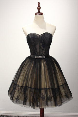 A Line Homecoming Dresses Sweetheart Tulle With Applique And Sash