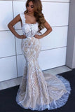 Charming Mermaid Square Neck Straps Lace Wedding Dresses, Bridal SJS20403