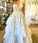 A-line 3D Lace Appliques V Neck Strapless Wedding Dresses Chapel Train Wedding Gowns JS924