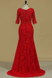 Mother Of The Bride Dresses Mermaid/Trumpet V Neck With Beads And Applique Lace