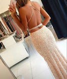 Sweetheart Sequin New Gorgeous Long Sweet 16 Gowns Mermaid Backless Prom Dresses JS20