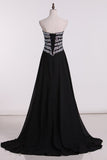 Prom Dresses Sweetheart Chiffon With Beads And Slit A Line