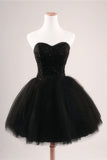 Black Strapless Ball Gown Tulle Homecoming Dresses