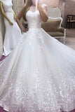 New Arrival A-Line Wedding Dress Scoop Neck Tulle With Appliques And Belt
