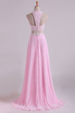 Halter Prom Dresses A-Line With Applique Chiffon