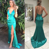 New Style Mermaid Backless Prom Dresses Elegant Green Open Back Evening Gowns