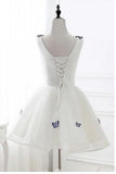 Cute V-Neck Ivory Chic Butterfly Organza Short Prom Dresses Homecoming Dresses JS563