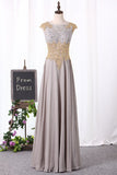 Evening Dresses A Line Scoop Chiffon With Applique And Beads